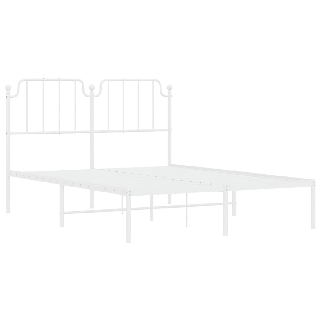 sengeramme med sengegavl 150x200 cm metal hvid