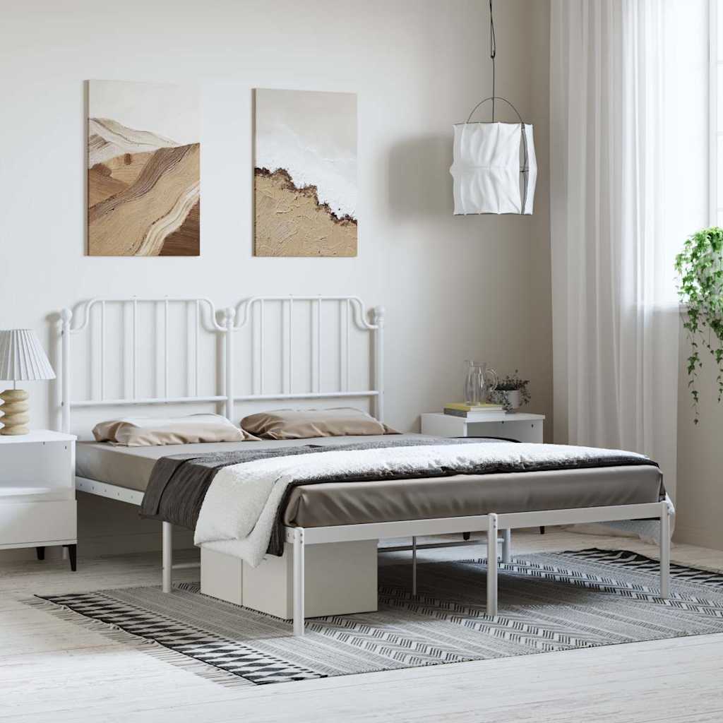 sengeramme med sengegavl 150x200 cm metal hvid