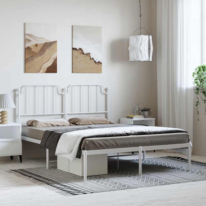 sengeramme med sengegavl 150x200 cm metal hvid