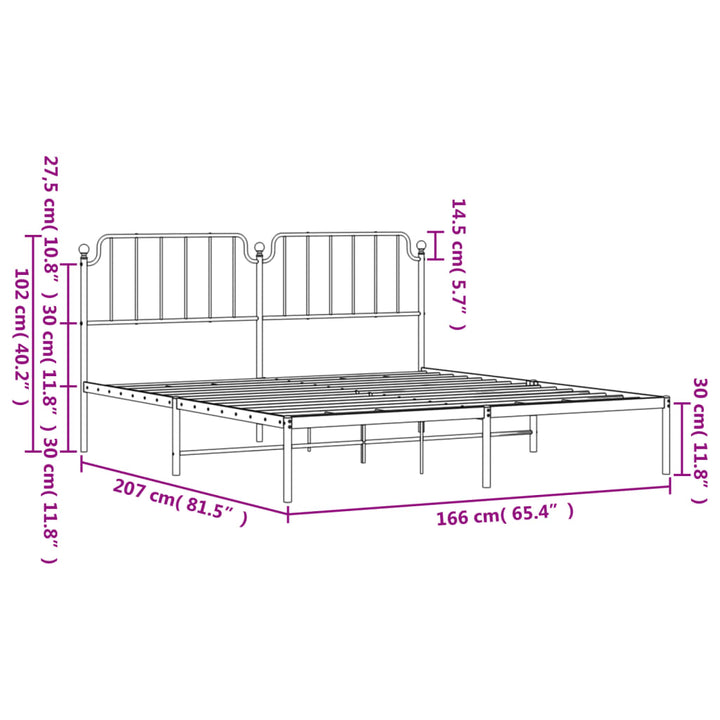 sengeramme med sengegavl 160x200 cm metal hvid