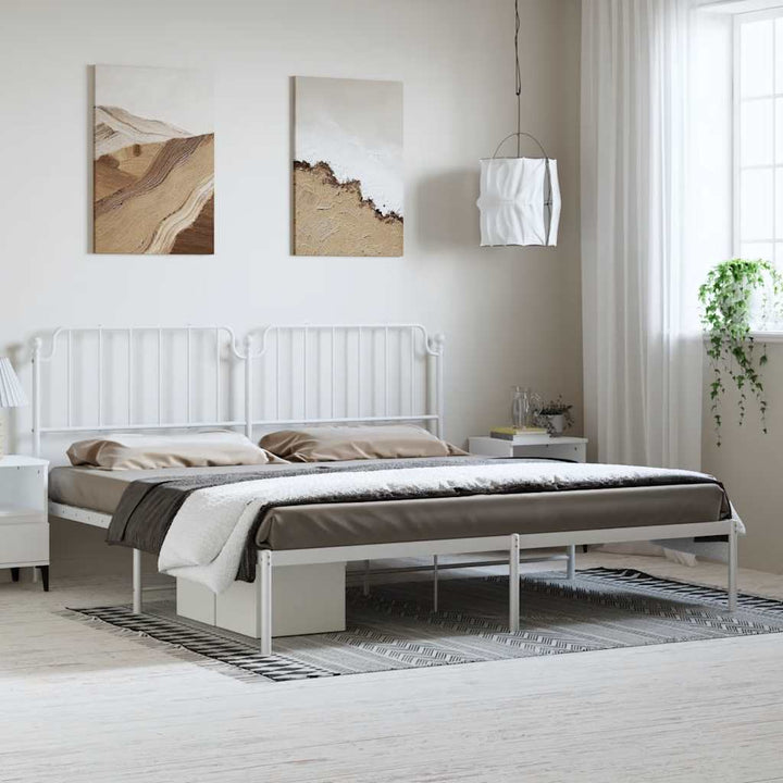 sengeramme med sengegavl 183x213 cm metal hvid
