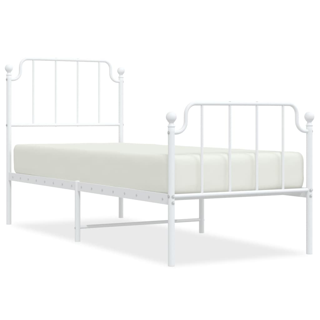 sengeramme med sengegavl og fodgærde 75x190 cm metal hvid