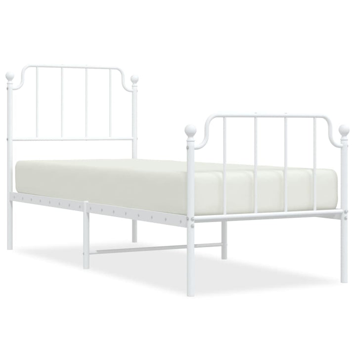 sengeramme med sengegavl og fodgærde 75x190 cm metal hvid