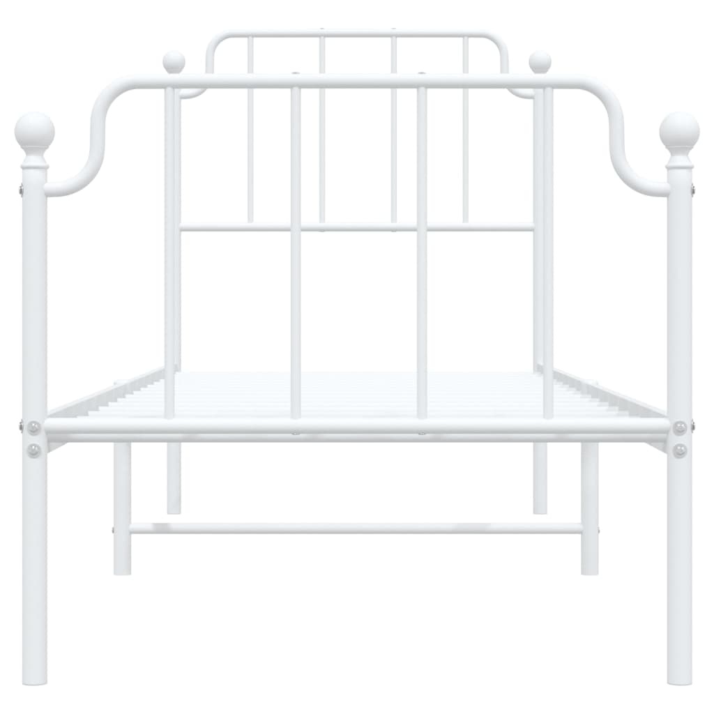 sengeramme med sengegavl og fodgærde 75x190 cm metal hvid
