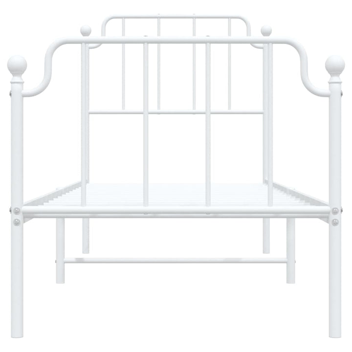 sengeramme med sengegavl og fodgærde 75x190 cm metal hvid
