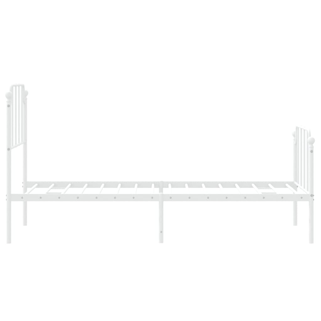 sengeramme med sengegavl og fodgærde 75x190 cm metal hvid