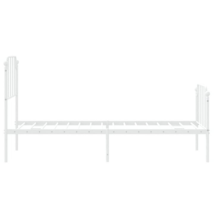 sengeramme med sengegavl og fodgærde 75x190 cm metal hvid