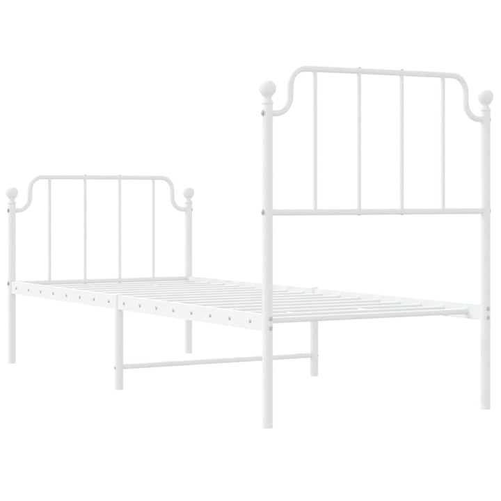 sengeramme med sengegavl og fodgærde 75x190 cm metal hvid