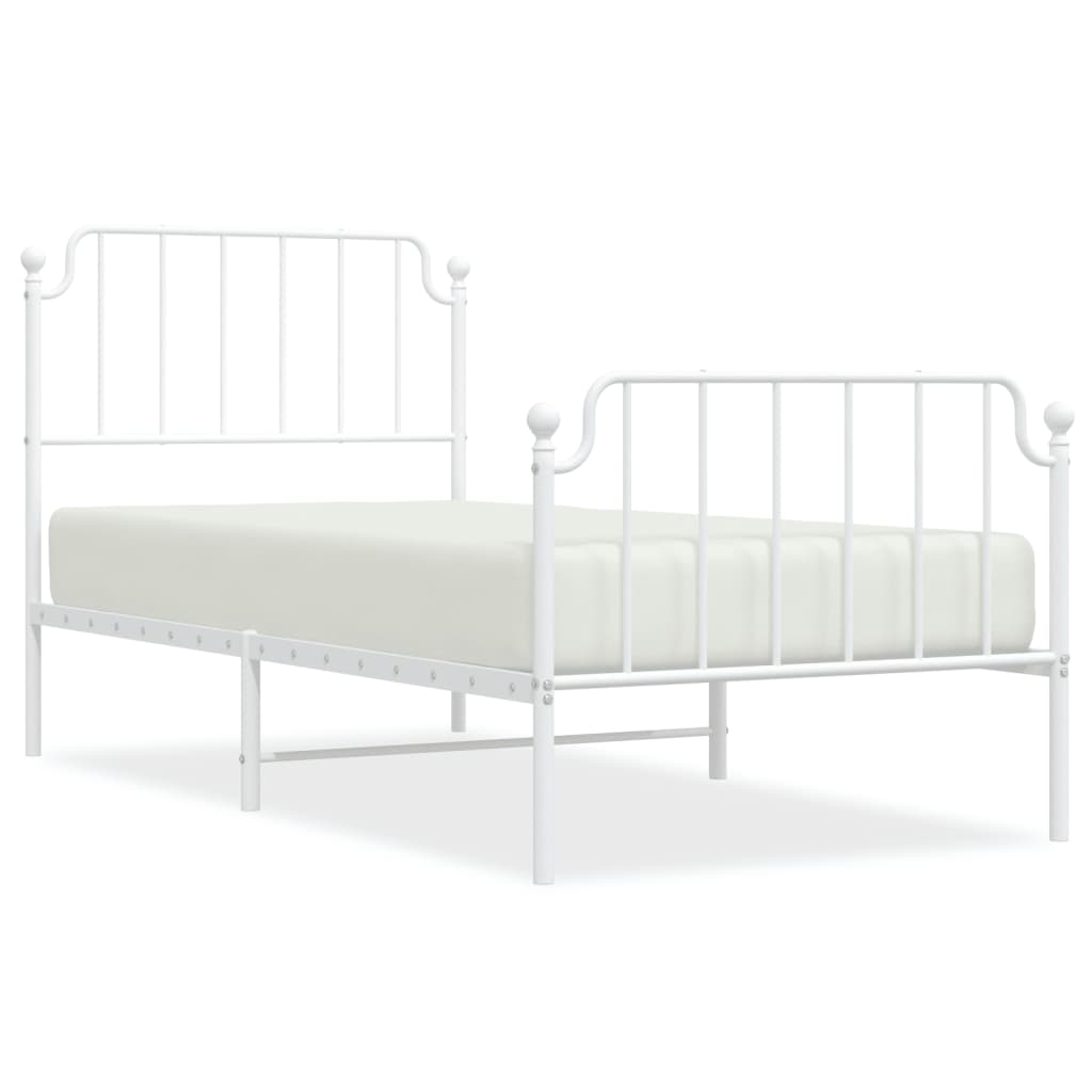 sengeramme med sengegavl og fodgærde 90x200 cm metal hvid