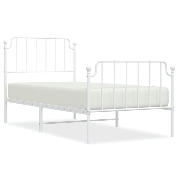 sengeramme med sengegavl og fodgærde 90x200 cm metal hvid