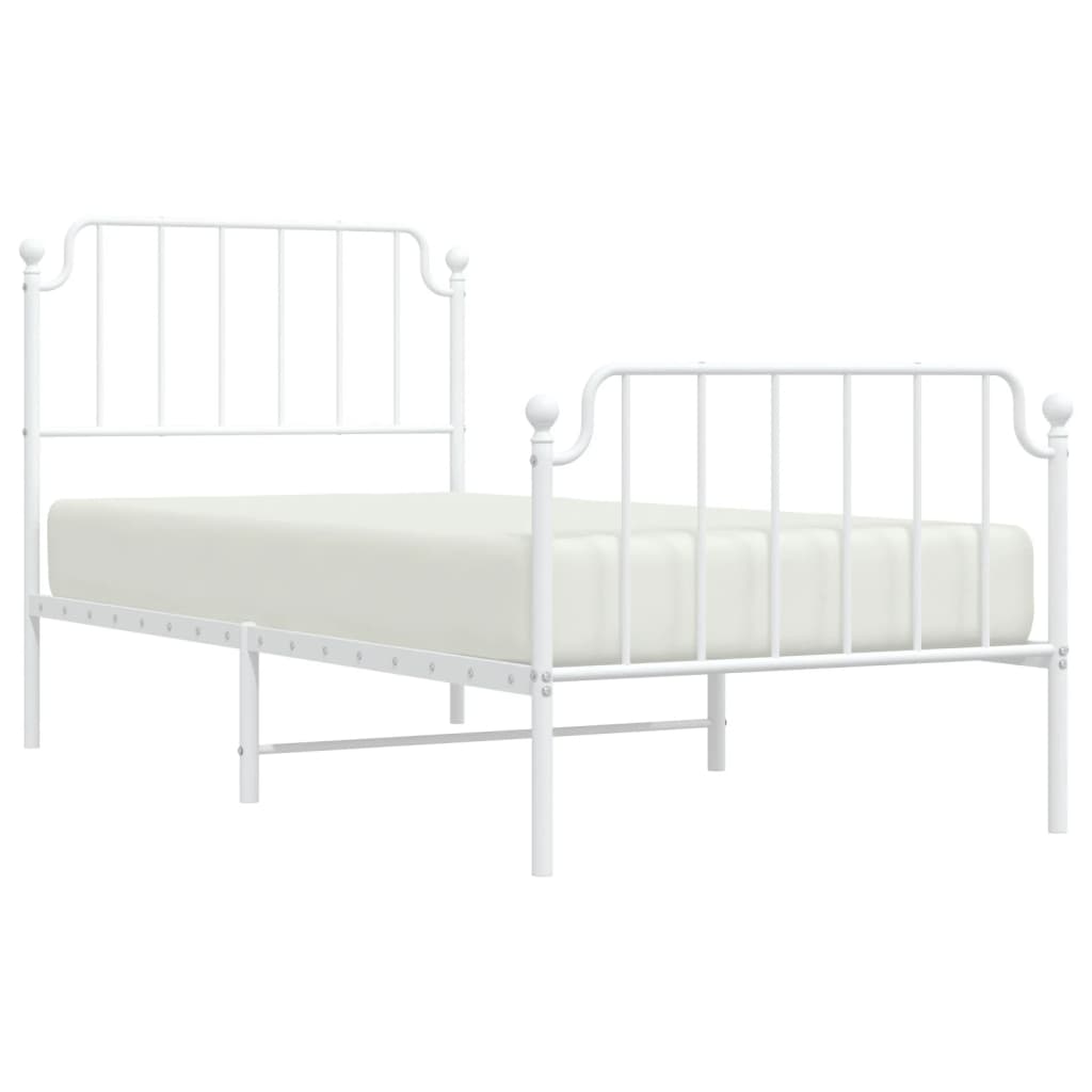 sengeramme med sengegavl og fodgærde 90x200 cm metal hvid