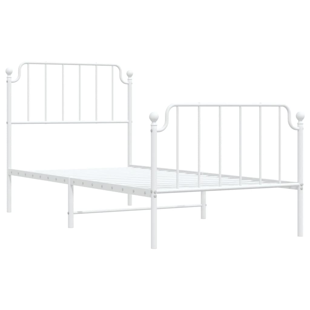 sengeramme med sengegavl og fodgærde 90x200 cm metal hvid