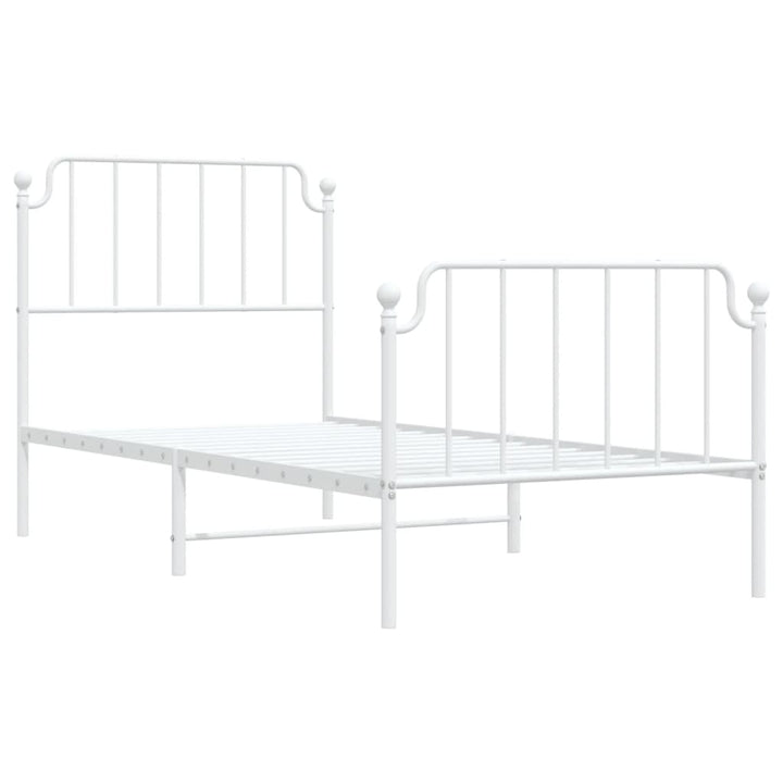 sengeramme med sengegavl og fodgærde 90x200 cm metal hvid