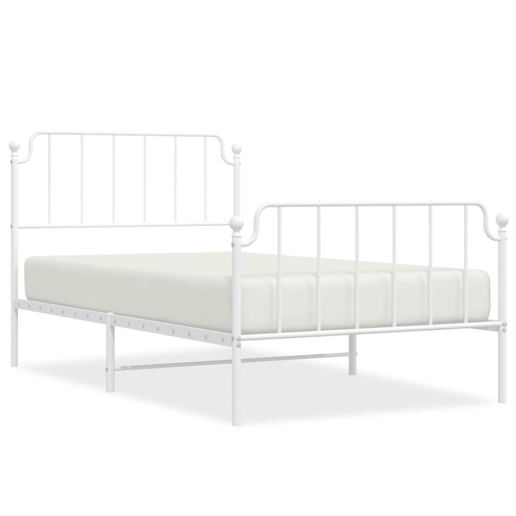 sengeramme med sengegavl og fodgærde 107x203 cm metal hvid