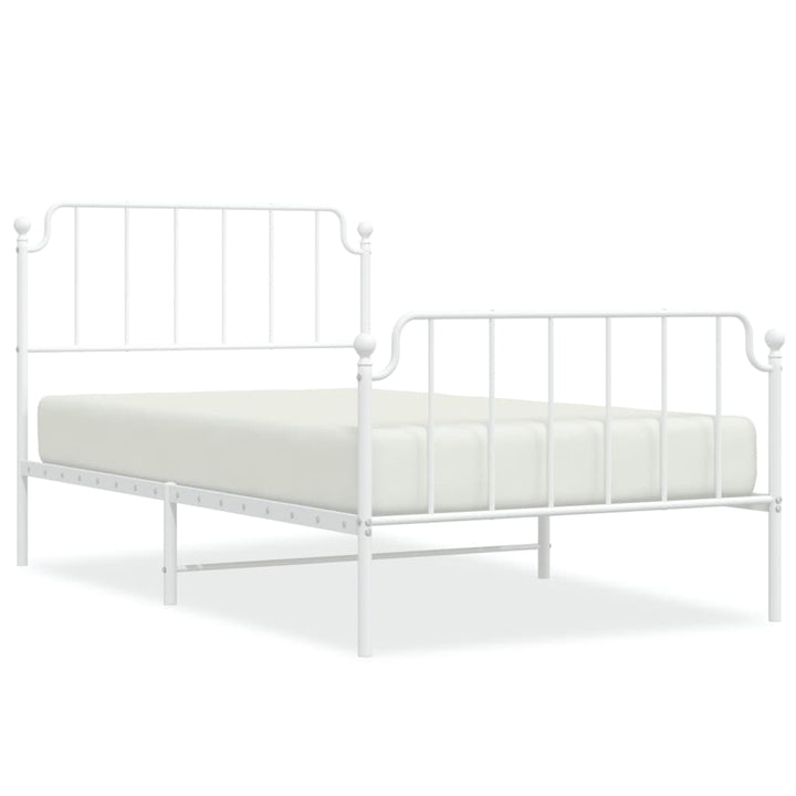 sengeramme med sengegavl og fodgærde 107x203 cm metal hvid