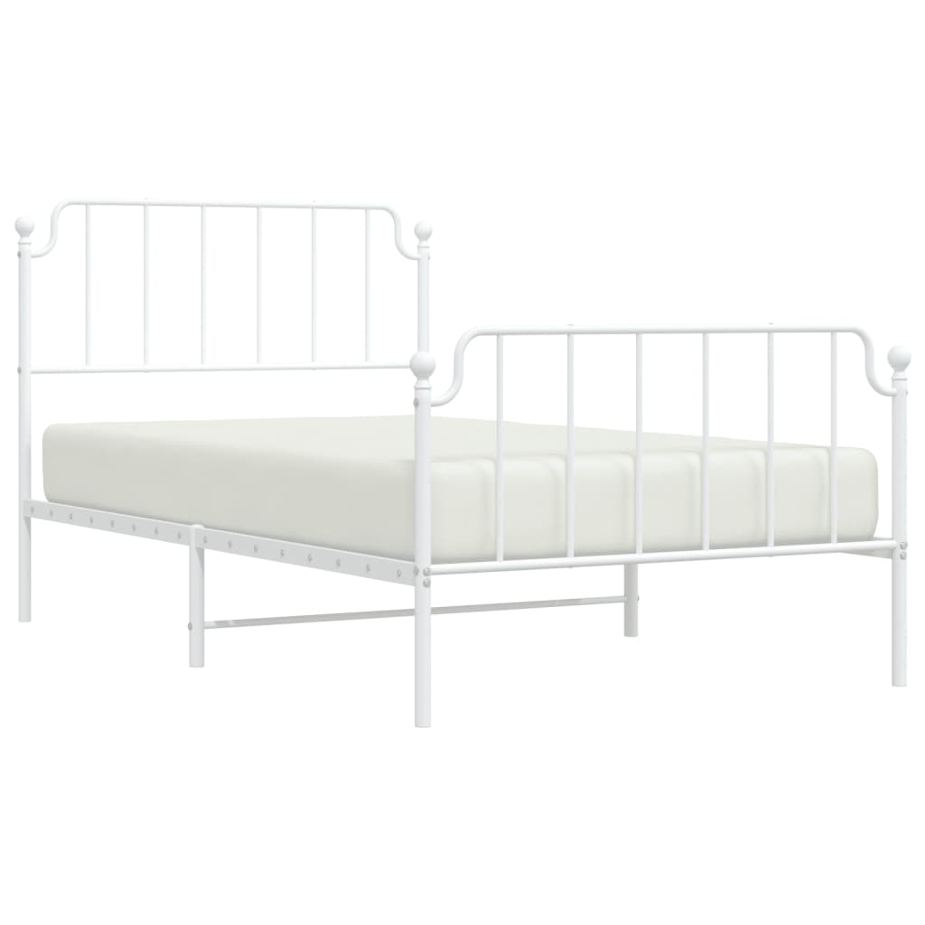sengeramme med sengegavl og fodgærde 107x203 cm metal hvid