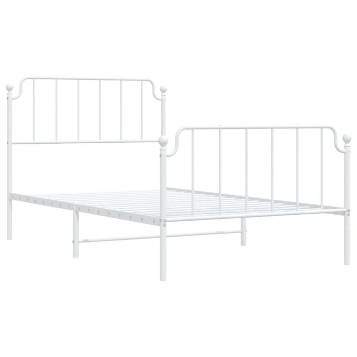 sengeramme med sengegavl og fodgærde 107x203 cm metal hvid