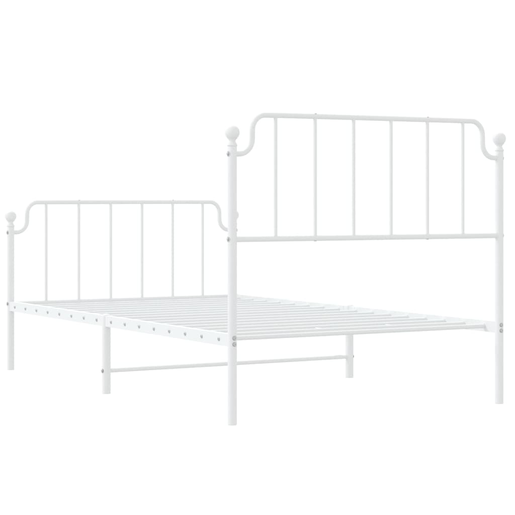 sengeramme med sengegavl og fodgærde 107x203 cm metal hvid