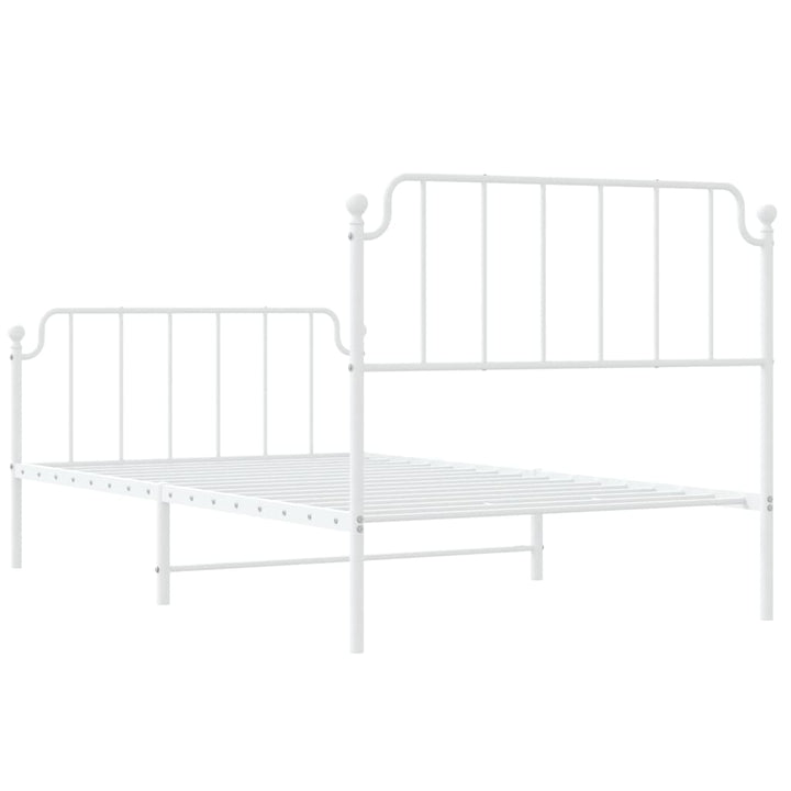 sengeramme med sengegavl og fodgærde 107x203 cm metal hvid