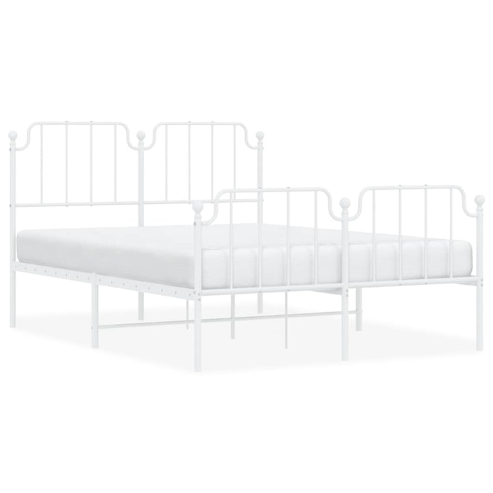 sengeramme med sengegavl og fodgærde 135x190 cm metal hvid