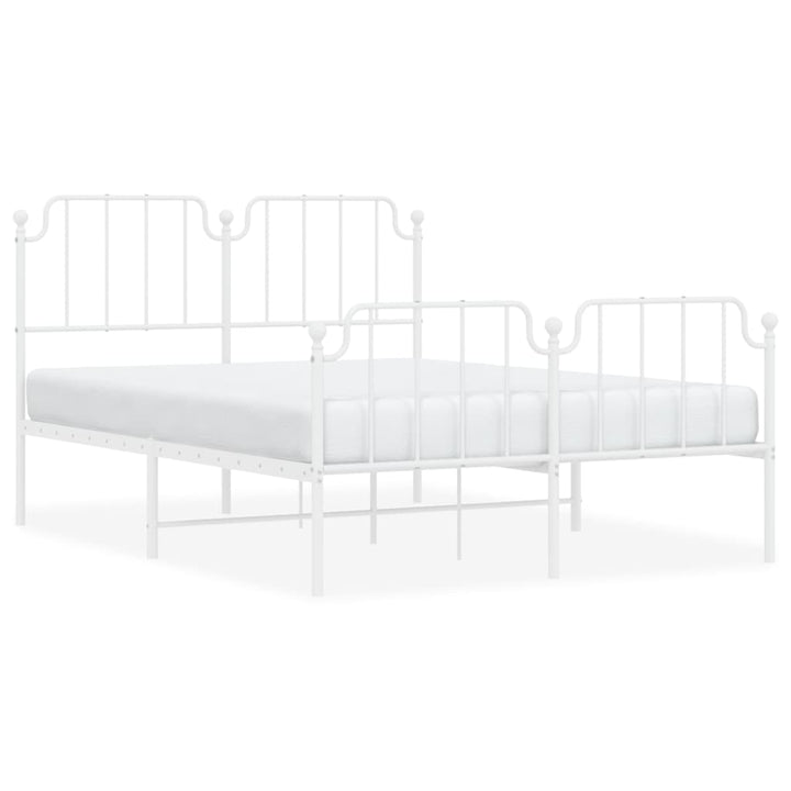 sengeramme med sengegavl og fodgærde 140x190 cm metal hvid