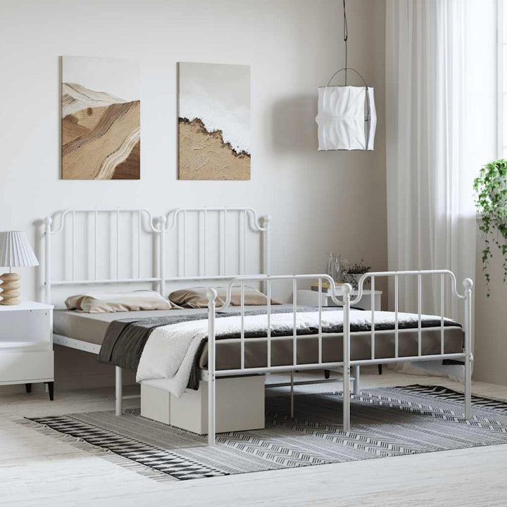 sengeramme med sengegavl og fodgærde 150x200 cm metal hvid