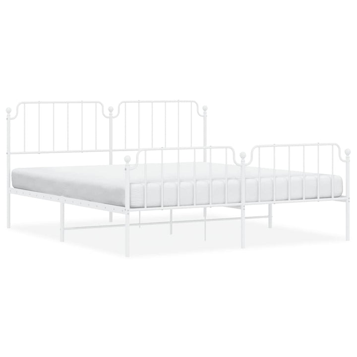 sengeramme med sengegavl og fodgærde 183x213 cm metal hvid