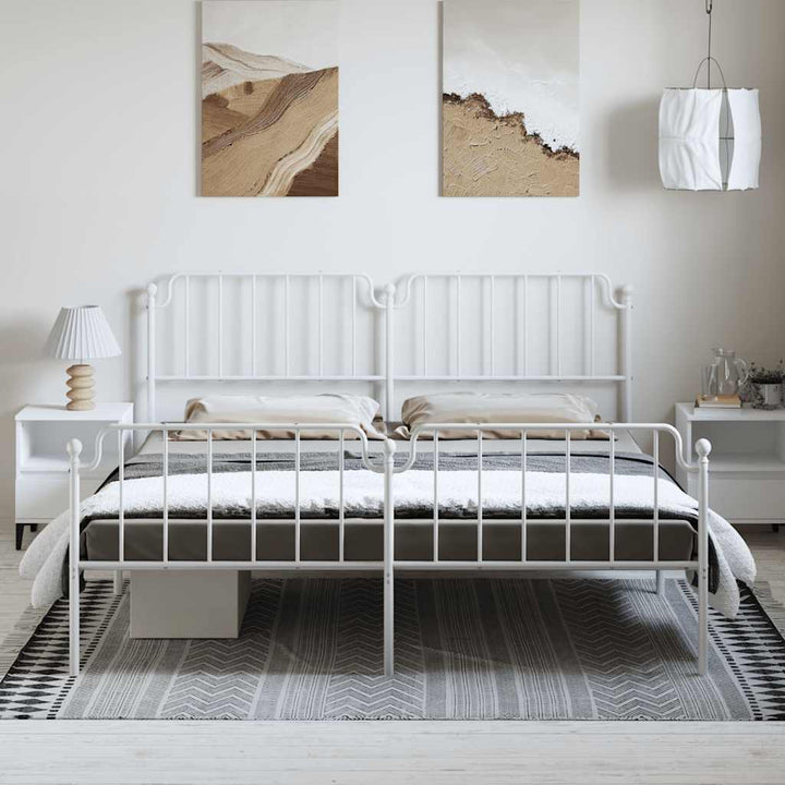 sengeramme med sengegavl og fodgærde 183x213 cm metal hvid