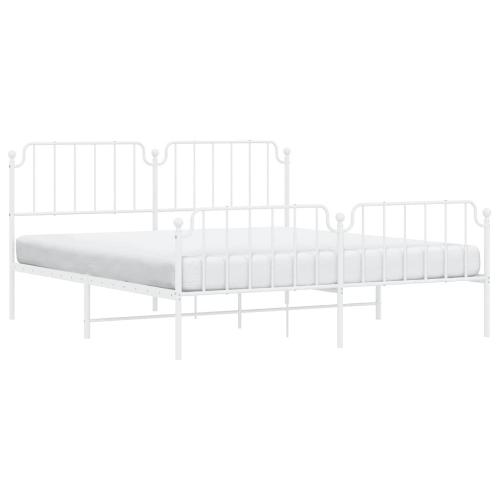 sengeramme med sengegavl og fodgærde 183x213 cm metal hvid