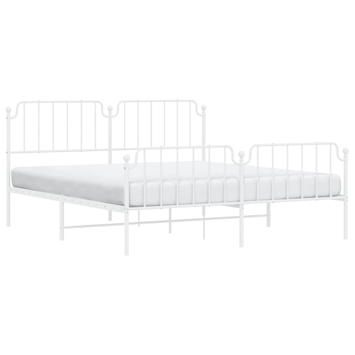 sengeramme med sengegavl og fodgærde 183x213 cm metal hvid