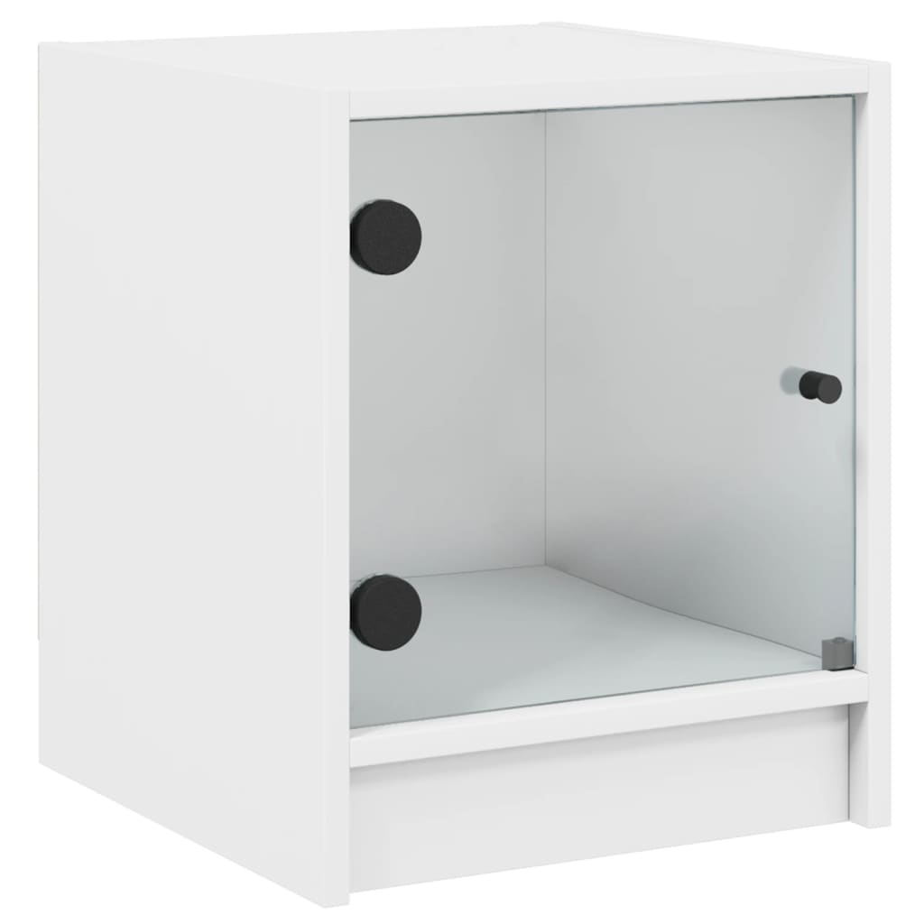 sengeborde 2 stk. med glaslåger 35x37x42 cm hvid