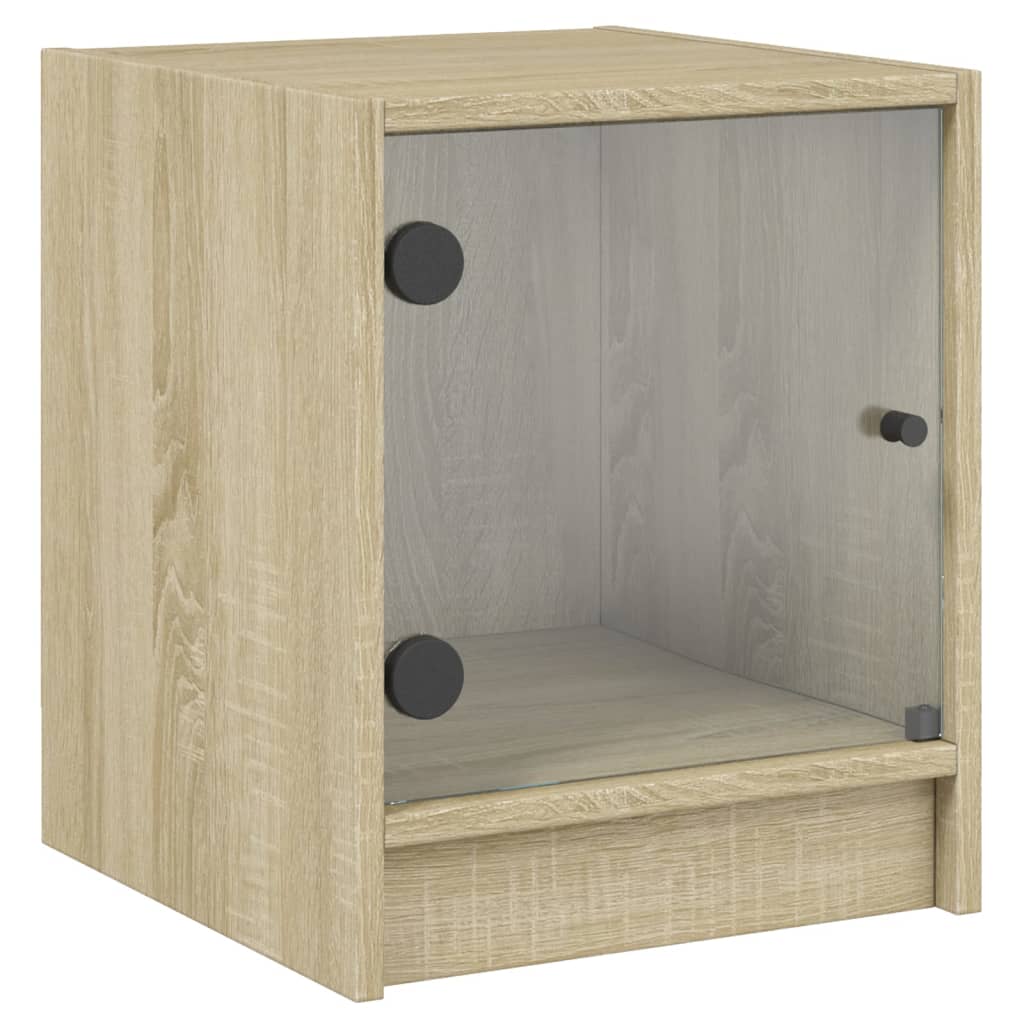 sengeborde med glaslåger 2 stk. 35x37x42 cm grå sonoma-eg