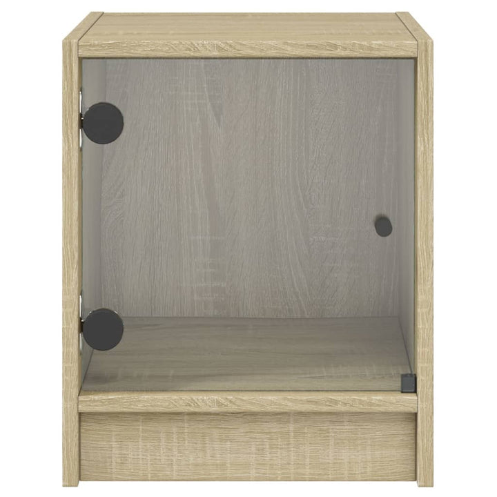 sengeborde med glaslåger 2 stk. 35x37x42 cm grå sonoma-eg