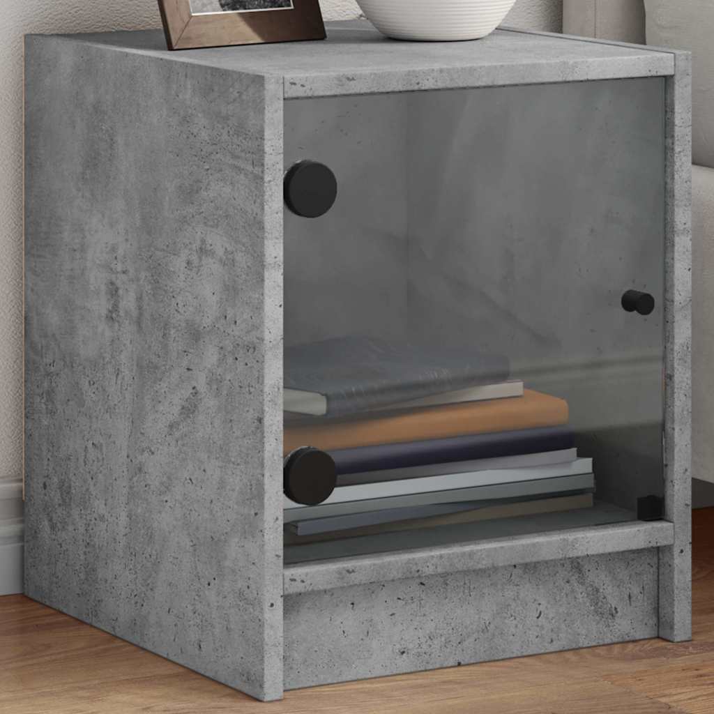 sengeborde 2 stk. med glaslåger 35x37x42 cm betongrå