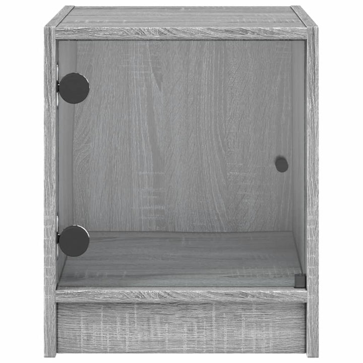 sengebord med glaslåger 35x37x42 cm grå sonoma-eg
