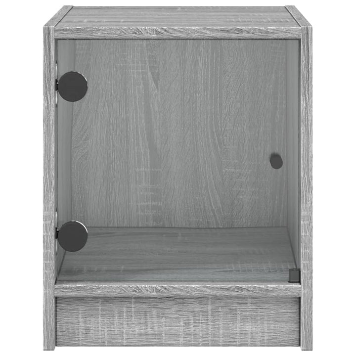 sengeborde med glaslåger 2 stk. 35x37x42 cm grå sonoma-eg