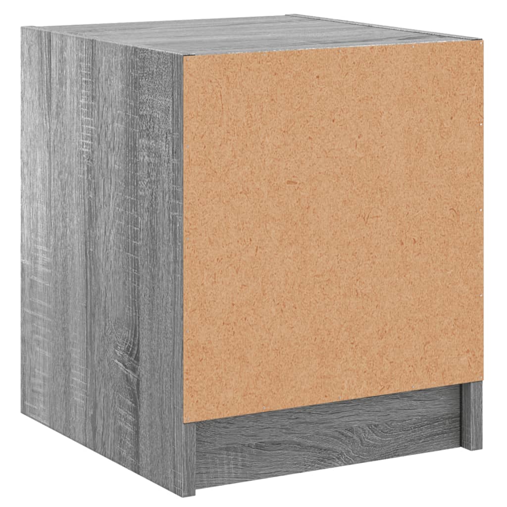 sengeborde med glaslåger 2 stk. 35x37x42 cm grå sonoma-eg