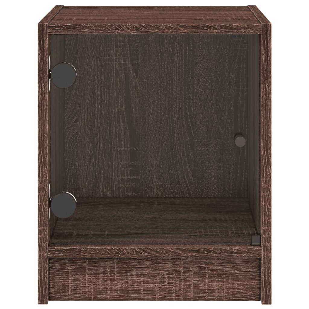 sengeborde med glaslåger 2 stk. 35x37x42 cm brun egetræ