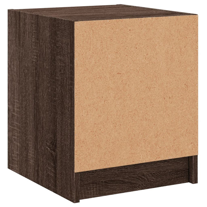 sengeborde med glaslåger 2 stk. 35x37x42 cm brun egetræ