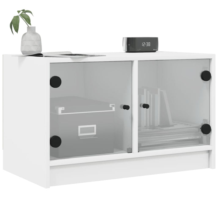 tv-bord med glaslåger 68x37x42 cm hvid