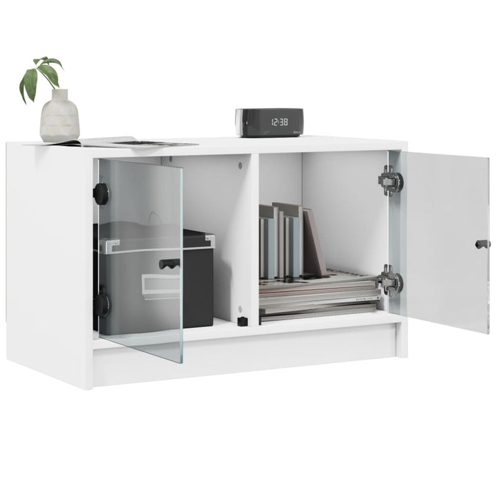 tv-bord med glaslåger 68x37x42 cm hvid