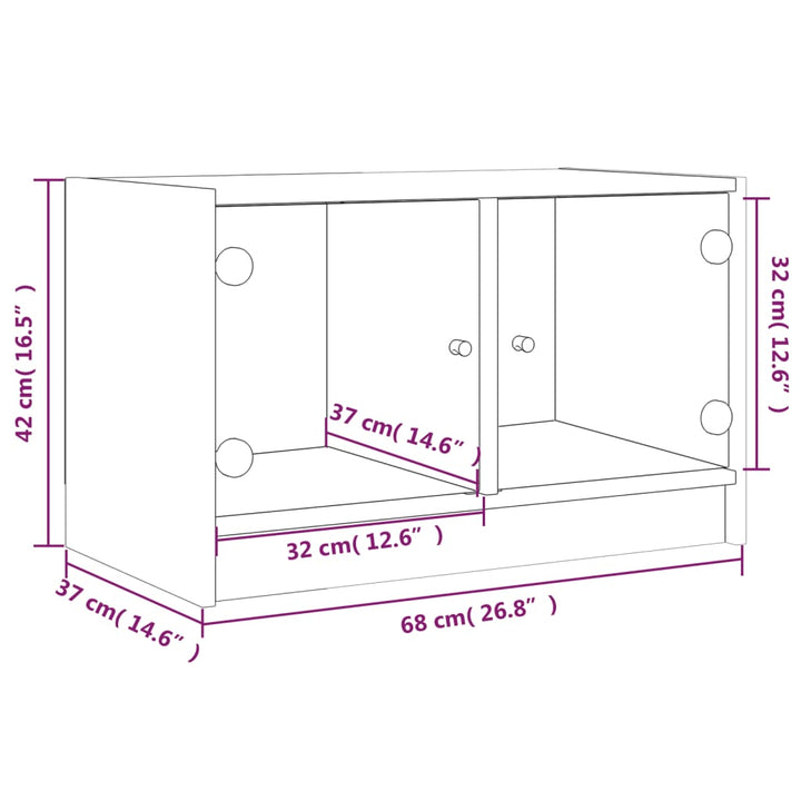 tv-bord med glaslåger 68x37x42 cm hvid