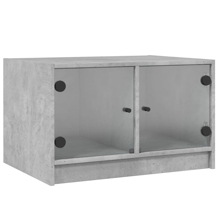 sofabord med glaslåger 68x50x42 cm betongrå