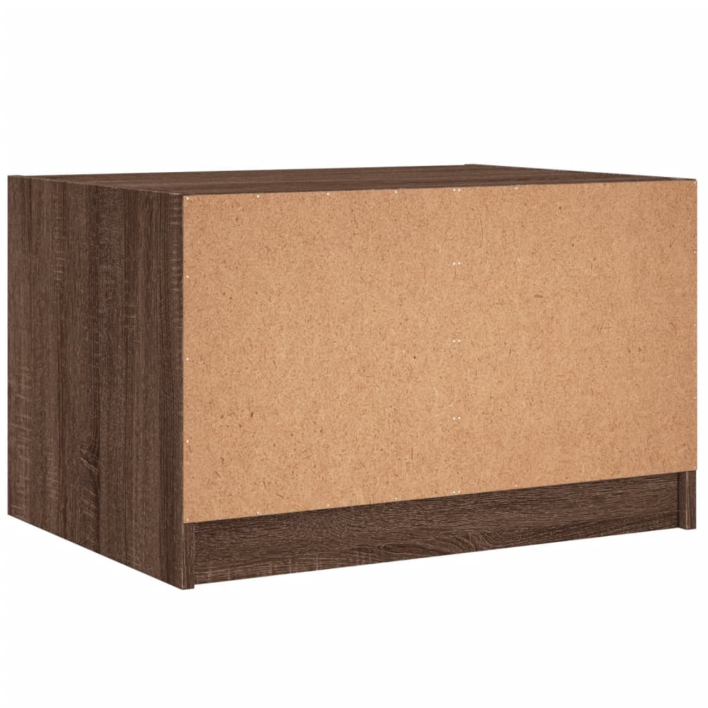 sofabord med glaslåger 68x50x42 cm brun egetræsfarve