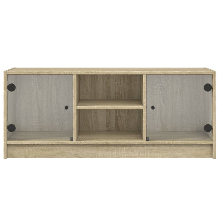 skab med glaslåger 102x37x42 cm sonoma-eg