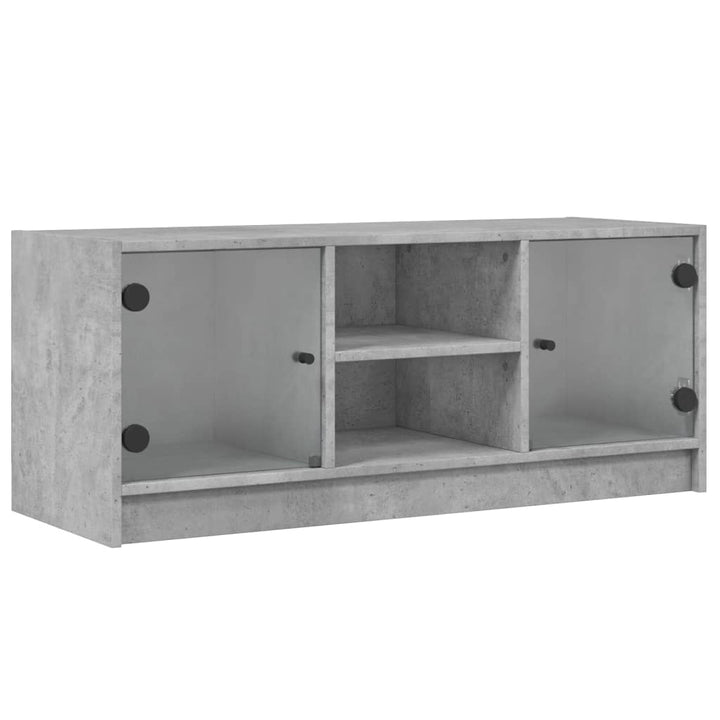 skab med glaslåger 102x37x42 cm betongrå