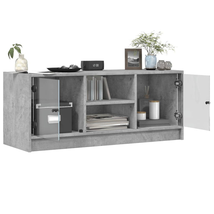 skab med glaslåger 102x37x42 cm betongrå