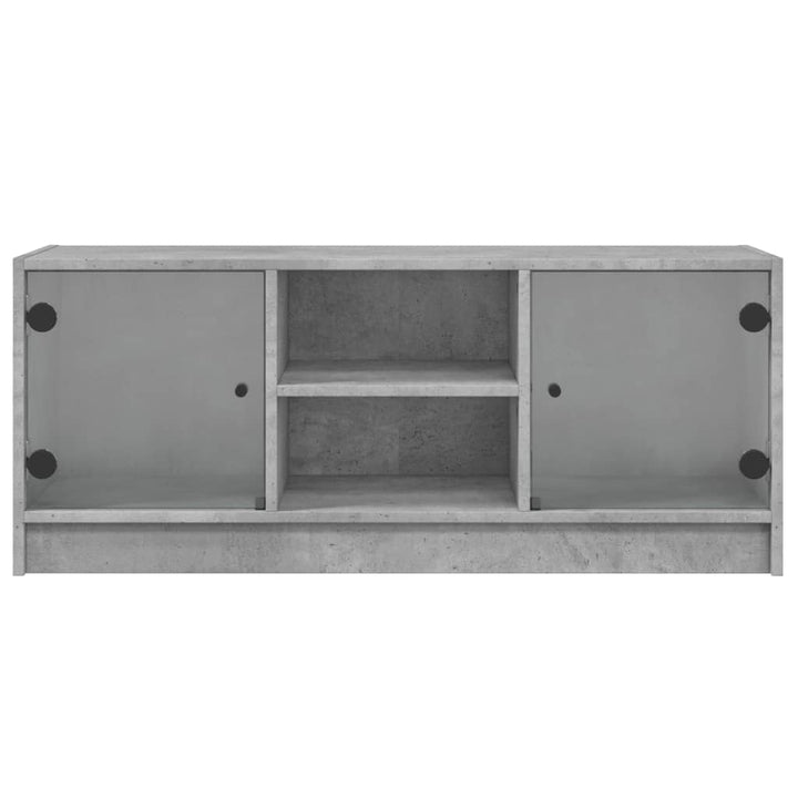 skab med glaslåger 102x37x42 cm betongrå