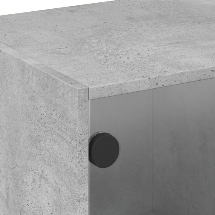 skab med glaslåger 102x37x42 cm betongrå
