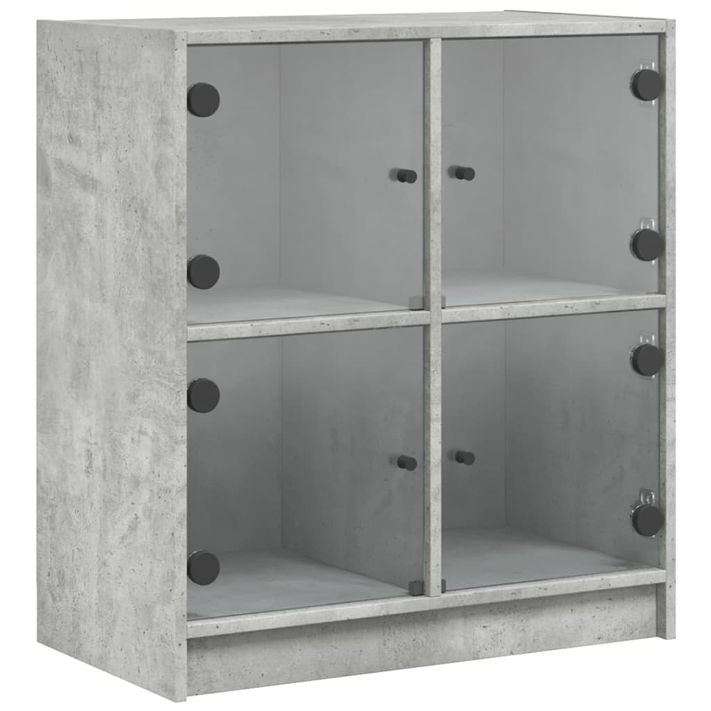 skab med glaslåger 68x37x75,5 cm betongrå
